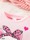 Girls Fashion Sweater Two-Piece Kitten Print Girls Autumn And Winter Pants Pullover Set, for Outdoor TS6038D