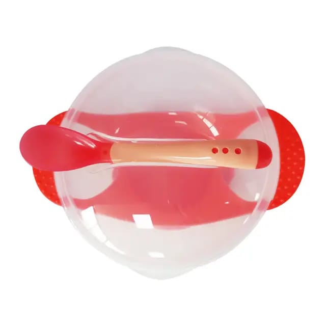 Pink Baby Suction Bowl with Heat Sensitive Spoon FS102B