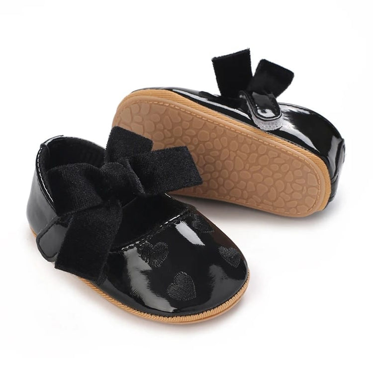 Black Baby Girls Cute Moccasins Heart Shoes SH7104B