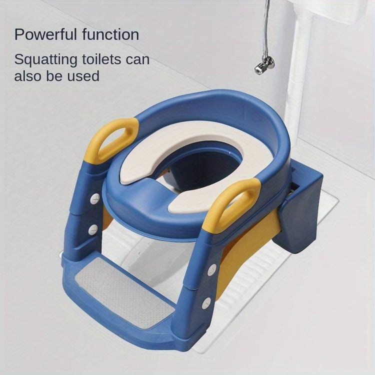 Blue & Yellow Folding Toilet, Potty Training Seat with Step Stool Ladder, Folding Auxiliary Toilet Seat, Toilet Trainer, Comfortable and Safe Potty Seat BCP1025B