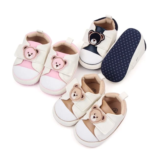 Pink Bear Face Soft Sole Booties BTS9018A