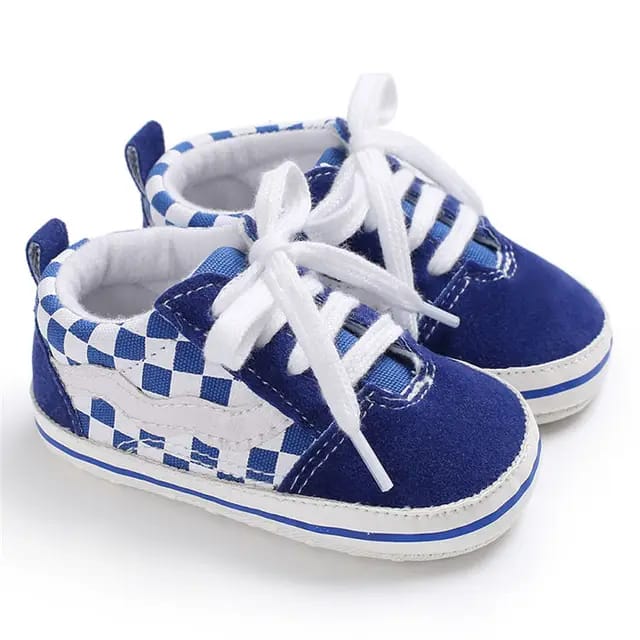 Blue & White Check Booties BTS9034B