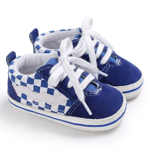 Blue & White Check Booties BTS9034B