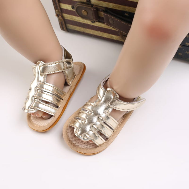 Baby Minimalist Hook-and-loop Fastener Strap Golden Sandals SDL7518C