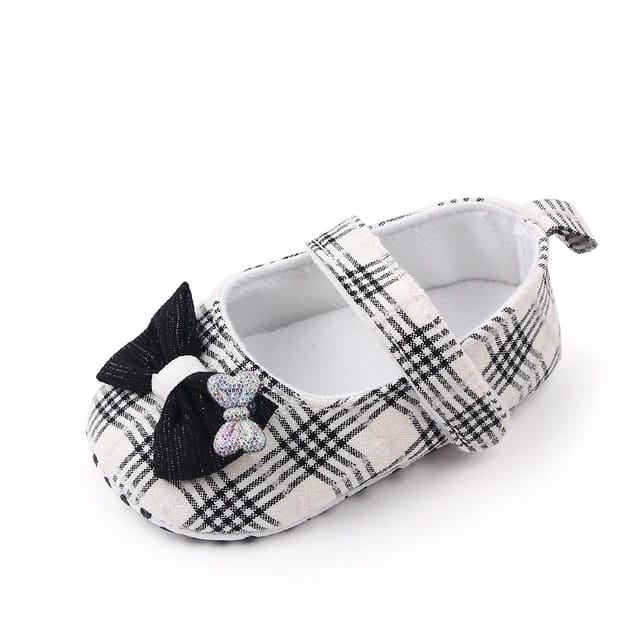 White & Black Check Soft Sole Booties BTS9004C