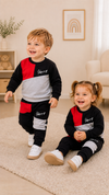 Happy Black & Red Design Baby Hoodie & Trouser Set - Soft Fleece Stuff, Machine Washable - Perfect for Winter, Perfect for Outdoor TS6419N