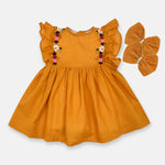 JF Mustard Frock with 2 hairbands FD6016