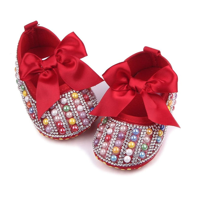 Red Bow Soft Sole Booties BTS9012A