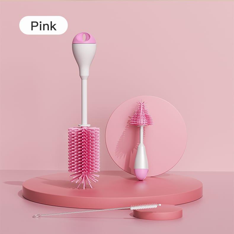 Pink High Quality 3-Piece Bottle & Nipple Cleaning Brushes Set BCP1049B