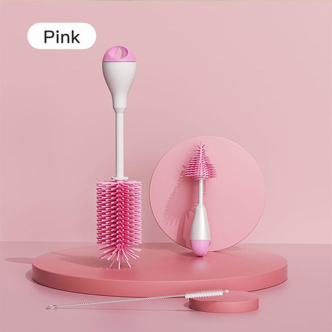 Pink High Quality 3-Piece Bottle & Nipple Cleaning Brushes Set BCP1049B