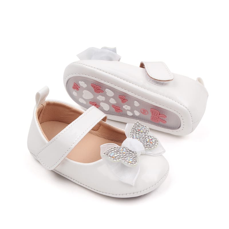 White Baby Girl Princess Shoes with Shiny Diamond SH7106C