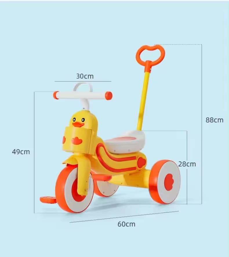 Yellow Kids Tricycle Little Yellow Duck Pedal Car Multi-Functional Light and Music Trolley BCP1037A