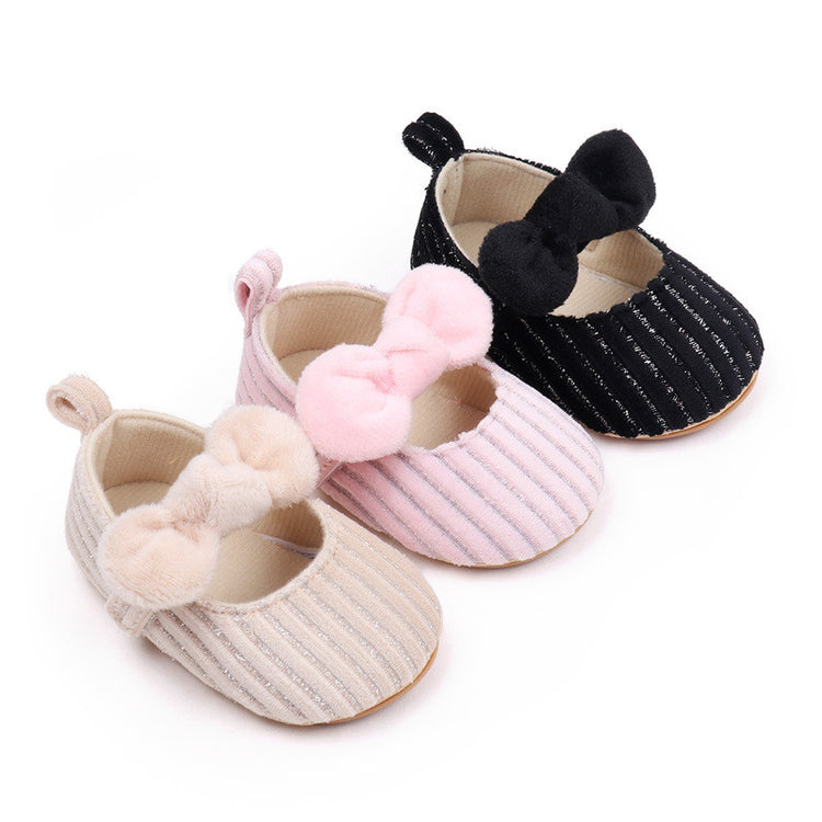 Black Baby Girls Princess Non-Slip Rubber Soft Sole Shoes SH7111C