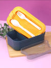 Yellow & Navy Blue Portable Rectangle Lunch Box With Spoon Set 800 ML BCP1059D
