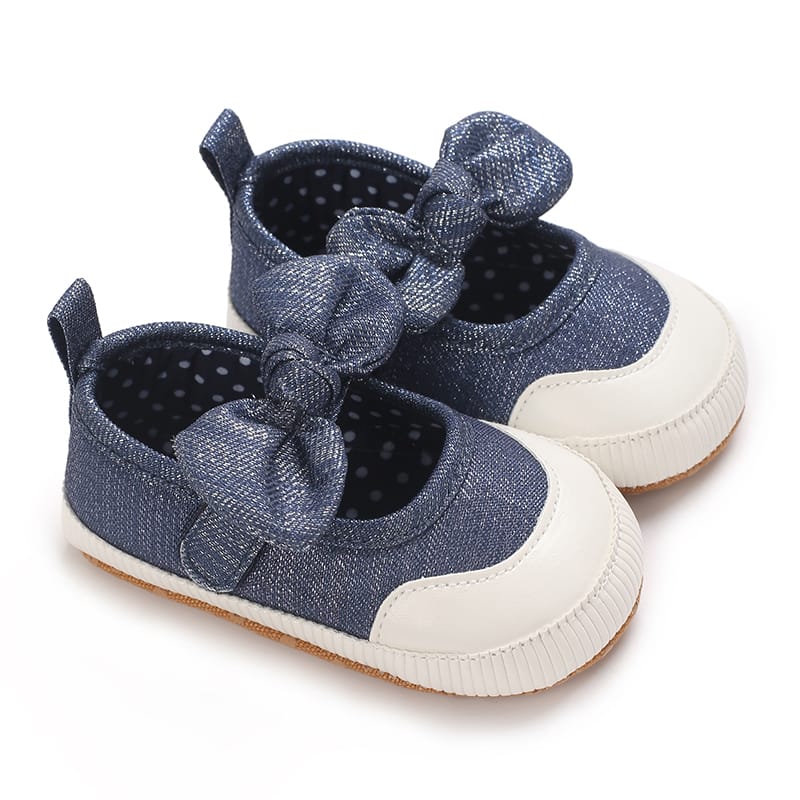 Navy Blue Toddler Baby Girls Bowknot Princess Soft Sole Anti Slip Walking Booties BTS9106C