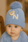 Sky Blue Baby Bear Knitted Warm Winter Wool Cap (6 Months -3 Years) CP5086D