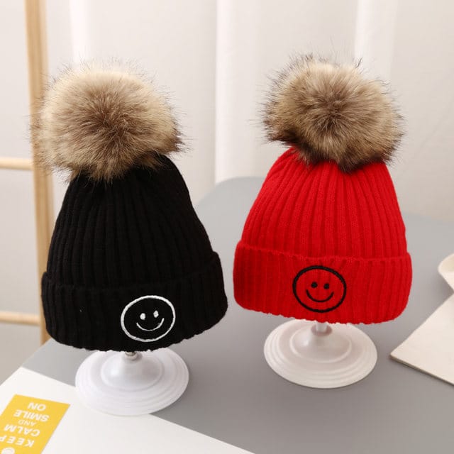 Red Knitted Smile Winter Warm Cap CP5073F