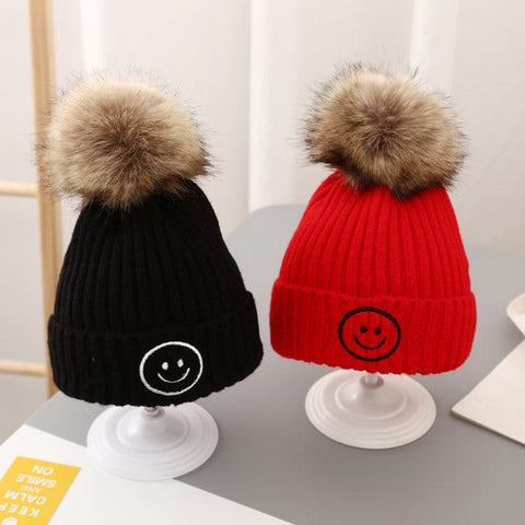 Red Knitted Smile Winter Warm Cap CP5073F