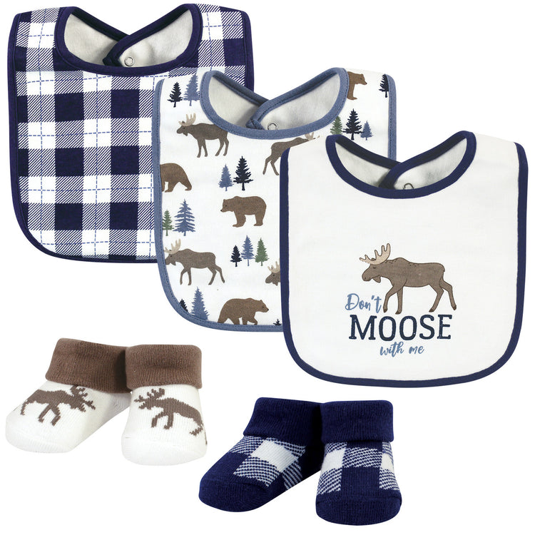 HB 5 Pieces Bibs & Socks Set, Don't Moose with Me BB2009D