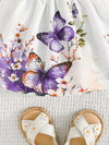 Girls' Big Bow Strap Top + Butterfly Print Halter Skirt Set FD6114I