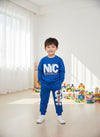 JF 2 PC Royal Blue NYC Print Autumn & Winter Terry Fabric Track Suit, Sweatshirt and Trouser Set TS6418E