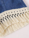Girls' Fashion Tassel Top + Denim Shorts Set of 2 FD6114D