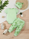 Newborn Baby Boy and Girl Spring/Autumn Panda Print Short Sleeve Top with Pants and Hat Thin Outdoor Three-Piece Set, Perfect for Outdoor BS6048A