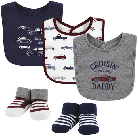 HB 5 Pieces Unisex Bibs & Socks Set, Cars BB2009B