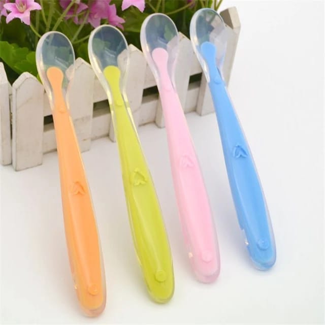 2 Pc Pink Silicone Spoons Soft and Flexible Set FS106D