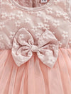 Girls' Floral Textured Long Sleeve Ruffle Cardigan and Sleeveless Tulle Dress Set FD6107B