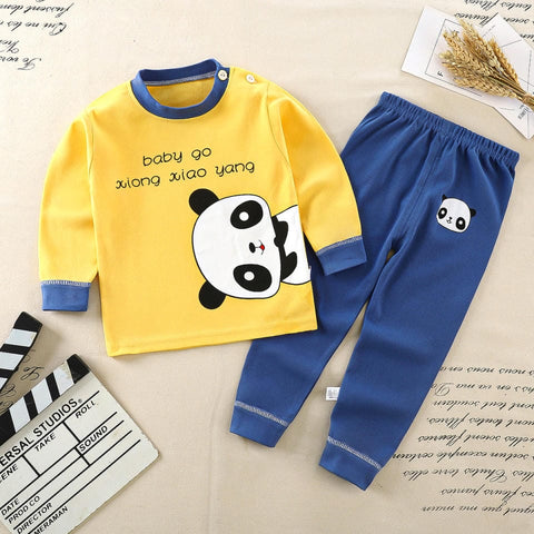 Yellow & Silver Blue Panda Shirt & Trouser 2 Pc Set NS6049C