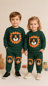 2 PC Green Baby and Children's Autumn & Winter Flees Cartoon Print Casual Sweatshirt Sweatshirt and Trouser Set TS6412C