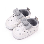 White & Gray Baby Crib Shoe Toddler Loafers Cute Bows Sneakers Booties BTS9096B