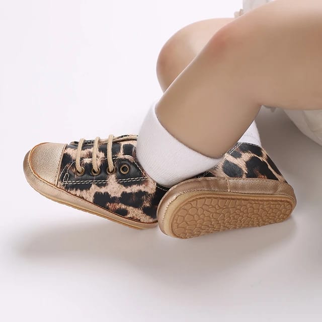 Golden Leopard Print Rubber Sole Shoes SH7063