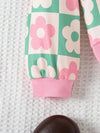 2pcs, Baby Girl Flower Plaid Random Print Long Sleeve Cardigan Top + Flower Random Print, Suitable for Daily/Holiday/Party/Gift, for Outdoor FD6149A