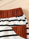 Boys Waffle Long Sleeve Cartoon Dog Print & Striped Long Leg Set TS6043F