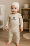 3 Pcs Newborn Baby Hello World Print Long Sleeve Romper, Pajama with Cap BS6420B