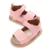 Pink Baby PU Soft Sole Non-Slip Solid Color Walking Sandals SDL7540A