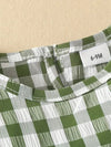2pcs Summer Casual Scholastic Girls Sleeveless Plaid Ruffle Short Top + Skirt Set, Perfect for Outdoor FD6126G
