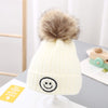 Light Cream Knitted Smile Winter Warm Cap CP5073D