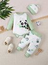 Newborn Baby Boy and Girl Spring/Autumn Panda Print Long-Sleeve Top + Pants + Hat Thin Outdoor Three-Piece Set, Perfect for Outdoor BS6140D