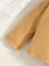 2pcs Set for Newborns Features a Simple And Comfortable Outfit, with a Long-Sleeve Open-Front Top Paired with Matching Color Pants, Complete with a Large Bow Hat BS6098E