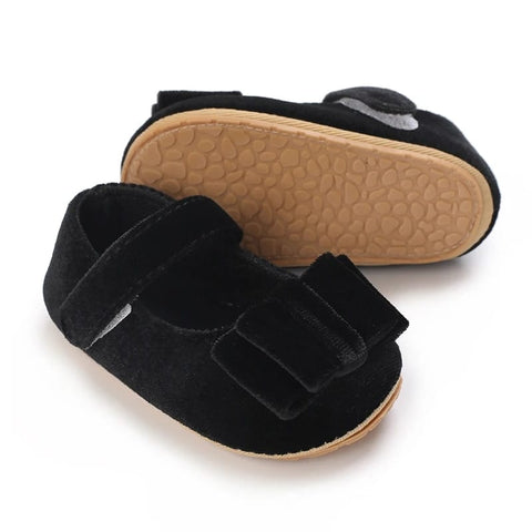 Black Princess Bow Tie Baby Girl Toddler Shoes SH7123A