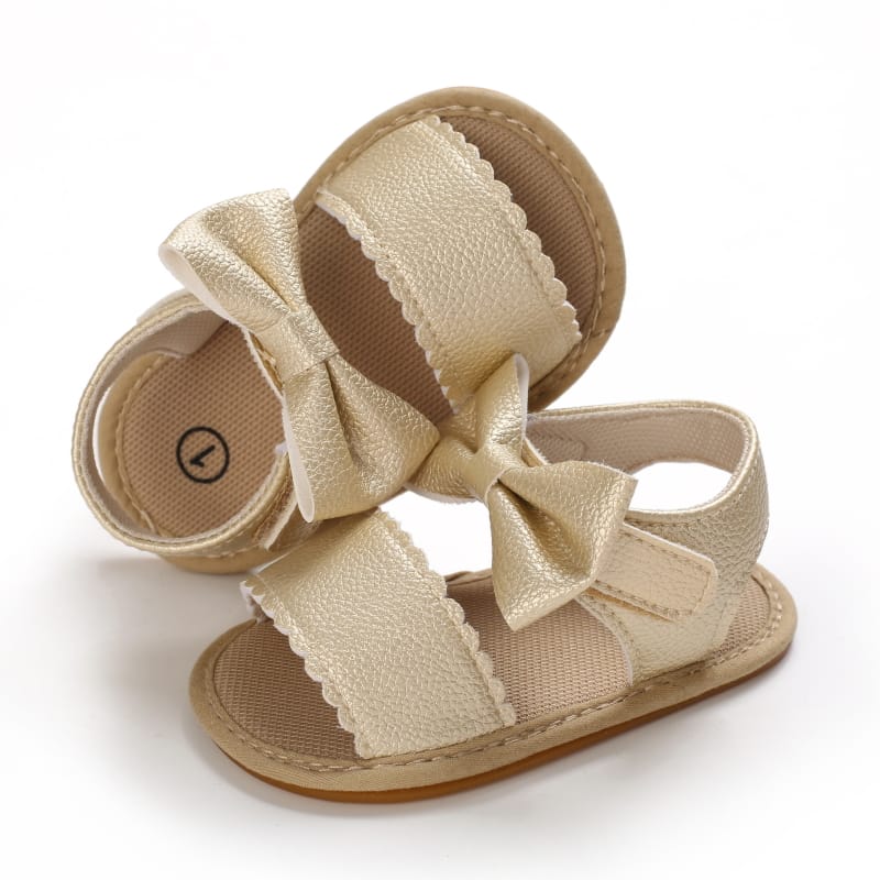 Golden Color Fashion Cute Leather Bow Princess Sandals SDL7515A