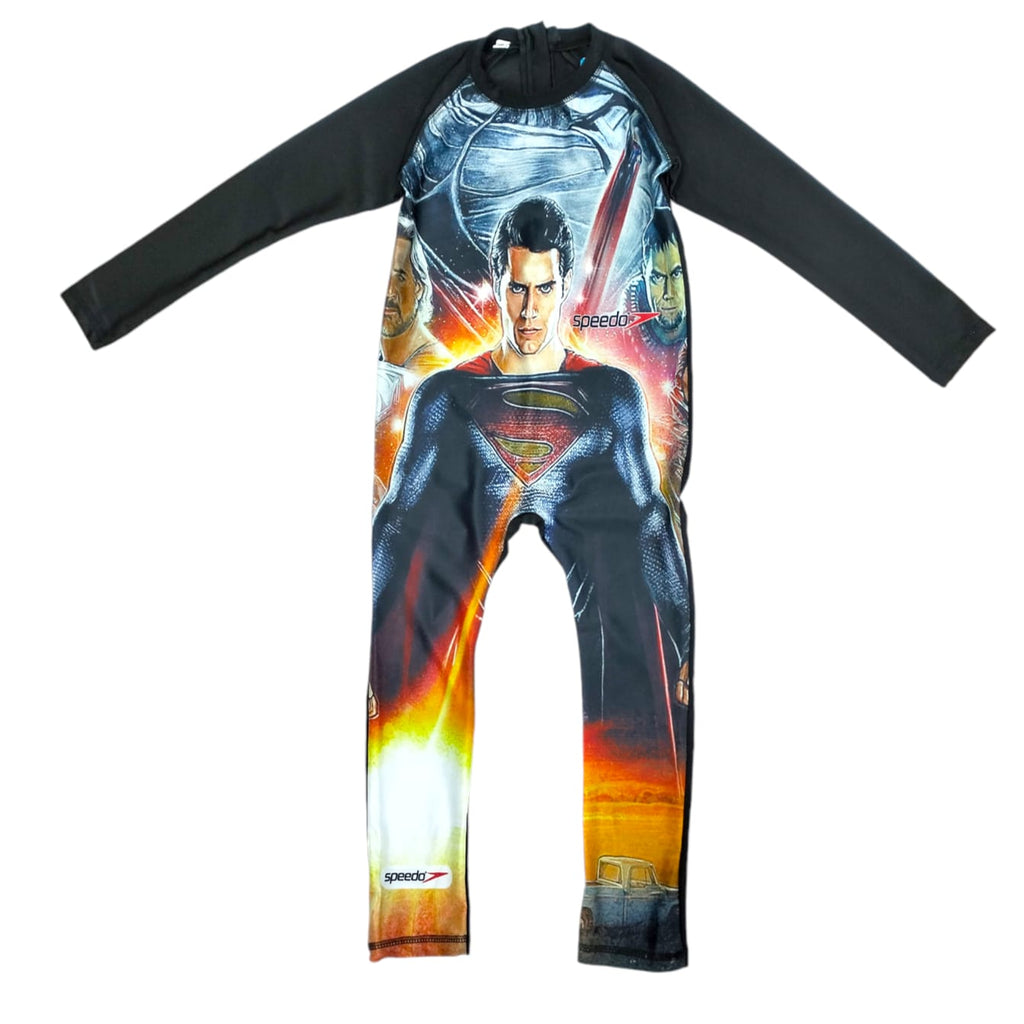 Black Superman Full Sleeves Swimsuit SWM6056C