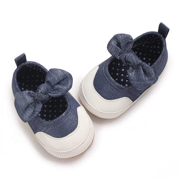 Navy Blue Toddler Baby Girls Bowknot Princess Soft Sole Anti Slip Walking Booties BTS9106C