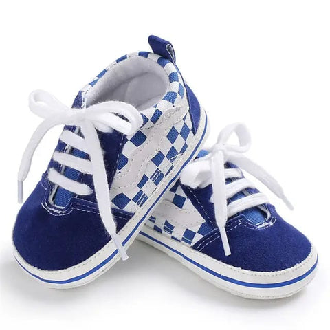 Blue & White Check Booties BTS9034B