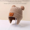 Winter Bear Knit Hat with Double Ball Pom-Poms - Soft Warm Ear Flaps, Mixed Colors Cozy Unisex Cap, Fits 1-3 Years Old Children CP5104C