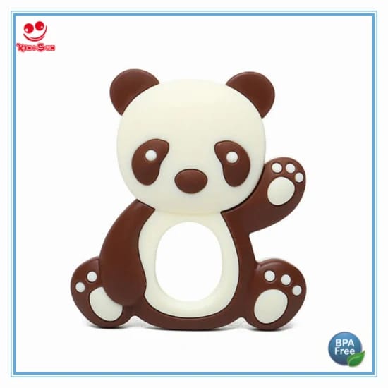 Brown Ecofriendly Silicone Rubber Panda Cartoon Teether BCP1007B