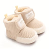 Beige Wool Booties, Ankle High Solid Color Warm Infant Walking Boots, Soft Comfortable Fabric Lined Indoor Outdoor Warm Shoes SH7170B